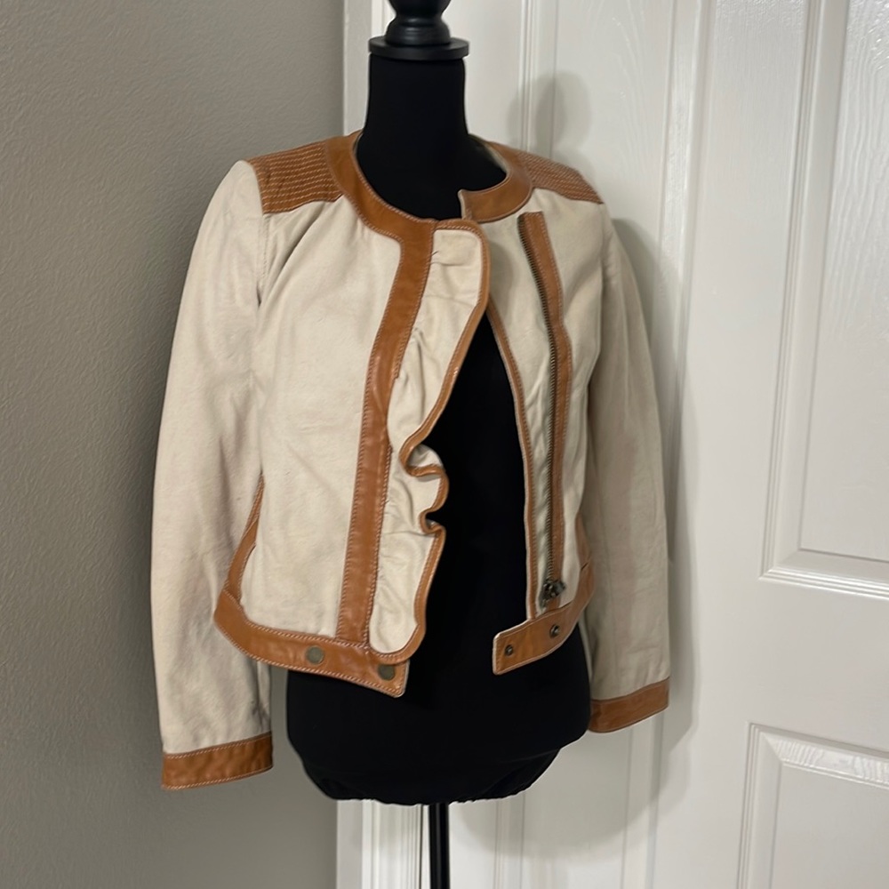 Red Valentino, Canvas, and leather Moto jacket